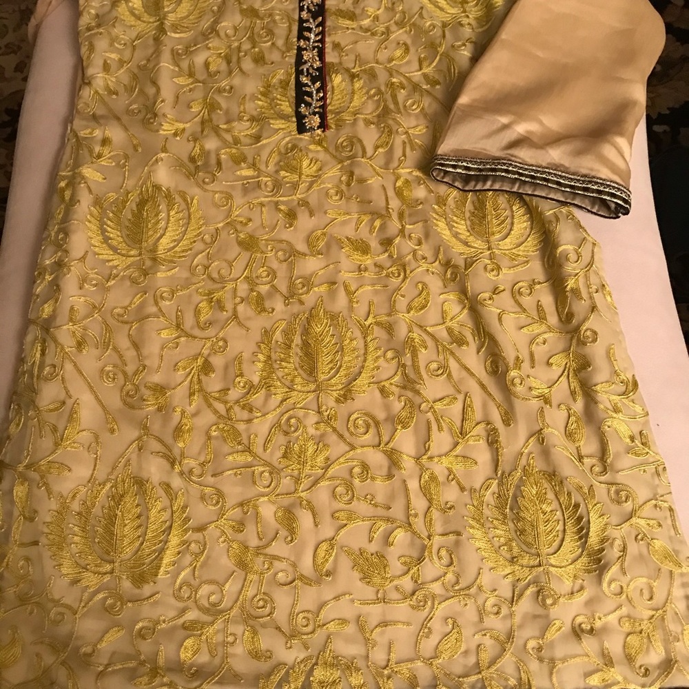 Chiffon thread embroidered 3pcs dress